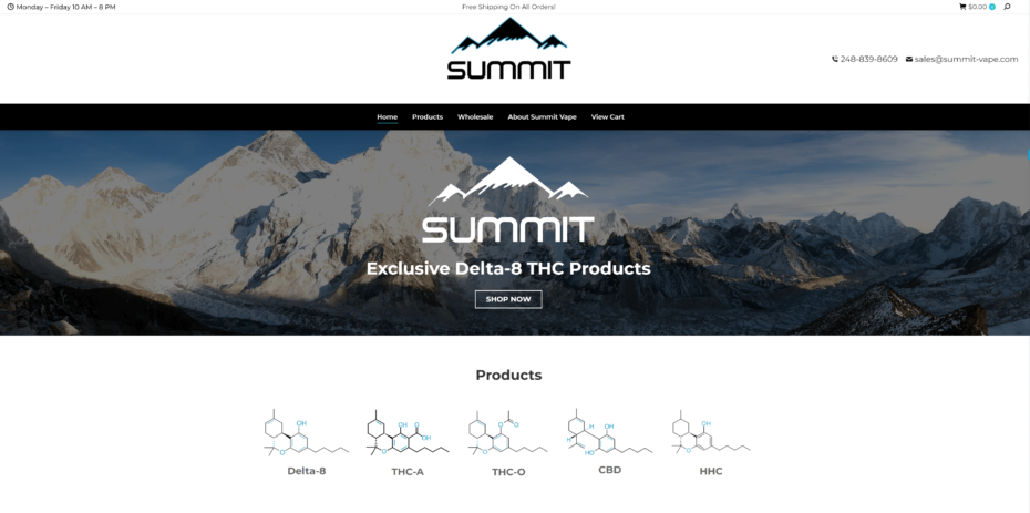 Summit Vape Homepage