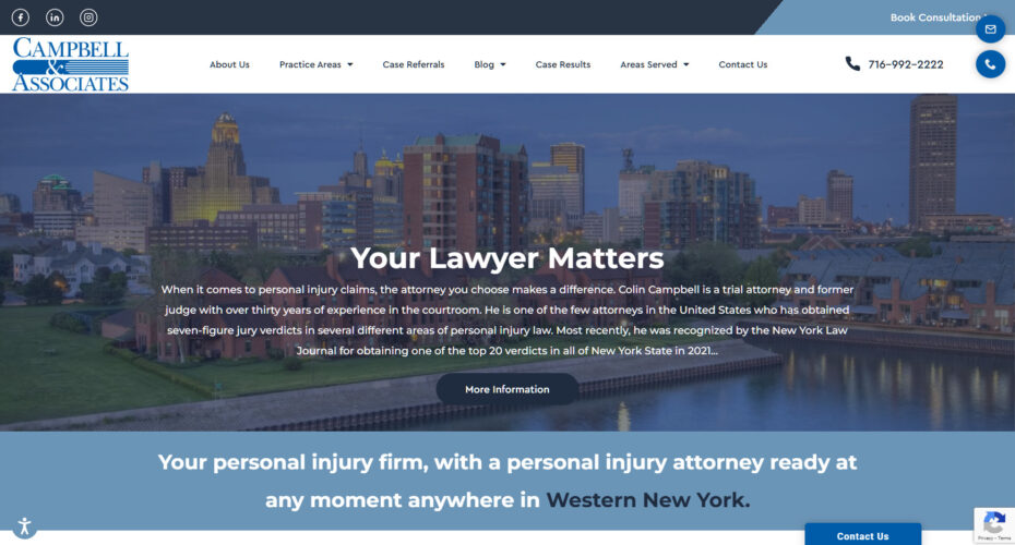 Campbell Personal Injury Website Preview