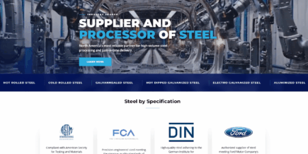 Sitio web de un proveedor de acero con arquitectura basada en especificaciones.