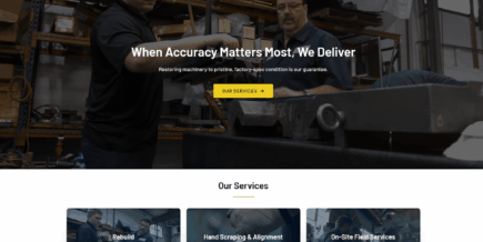 Sitio web de reconstrucción de maquinaria industrial con acceso para empleados.