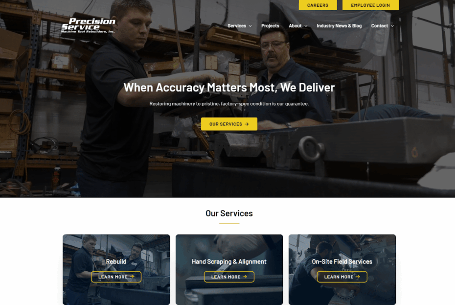 Precision Service MTR Website Preview