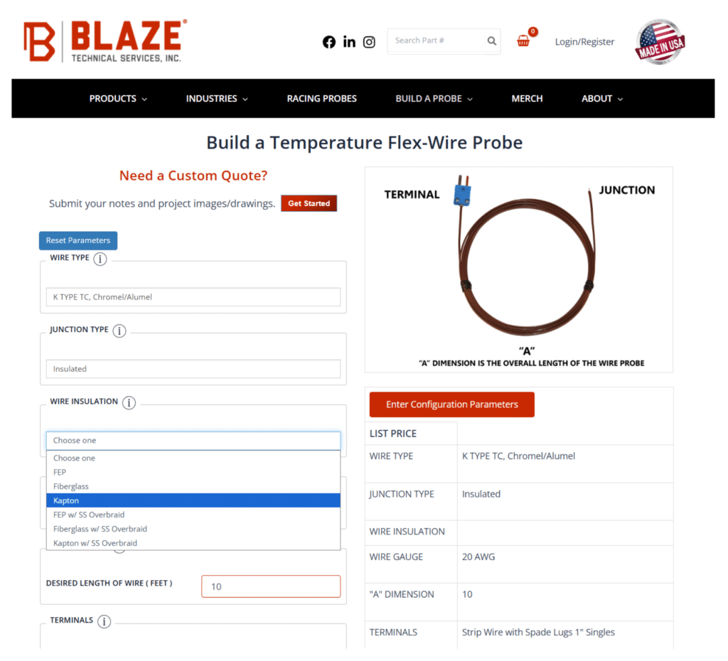 Blaze Temp Probe Builder