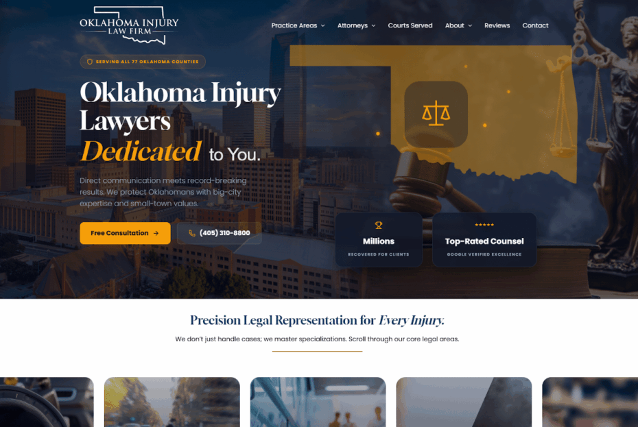 Oklahoma Injury Law Website Preview