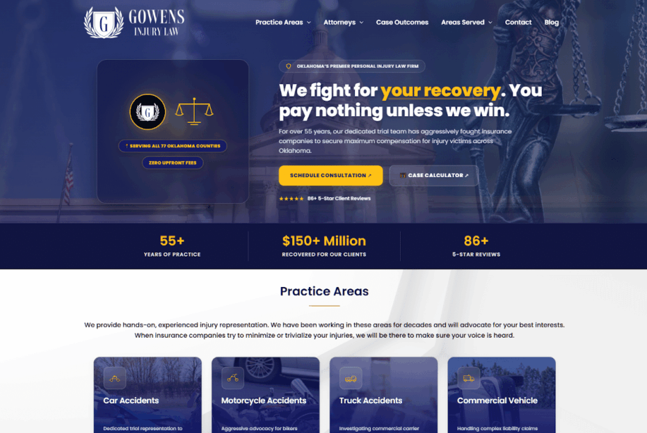 Gowens Injury Law Website Preview