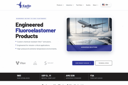 Modernized Global B2B Fluoroelastomer Website with Spec Repository