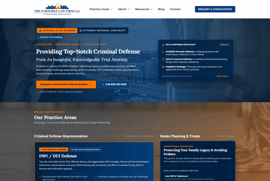 The ORourke Law Firm Website Preview